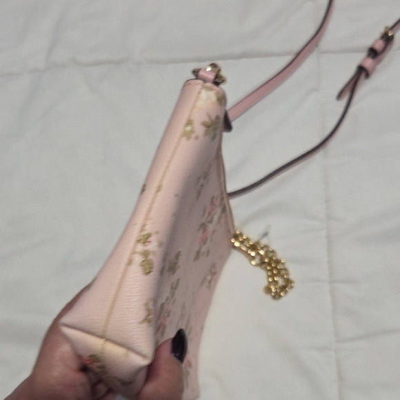 Coach Pink Floral Wristlet with Gold Chain - Picture 5 of 8